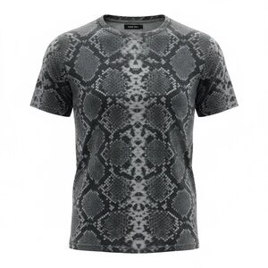 🐍 Zara Man Snakeskin Print T-Shirt Gray Black | Size L